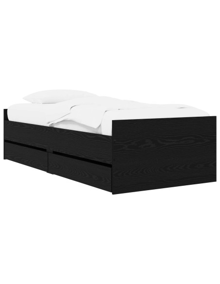 Telaio del letto con storage Rovere Nero 80 x 200 cm
