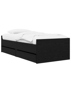 Telaio del letto con storage Rovere Nero 80 x 200 cm
