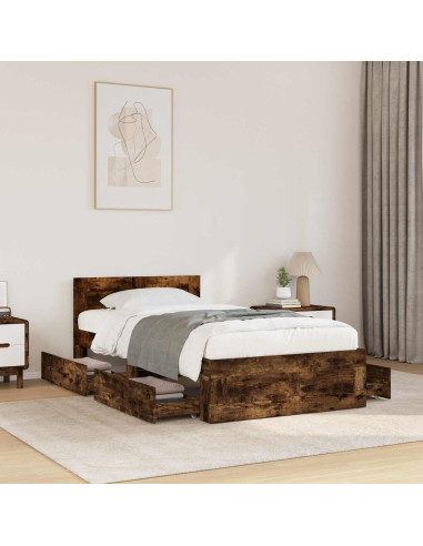 Struttura letto con testata Rovere Fumo 80 x 200 cm