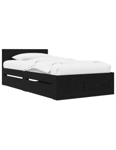 Struttura letto con testata Rovere Nero 80 x 200 cm