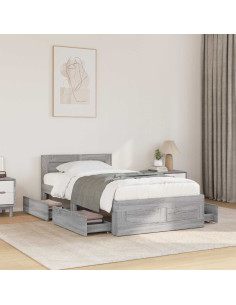 Struttura letto con testata Sonoma grigio 80 x 200 cm