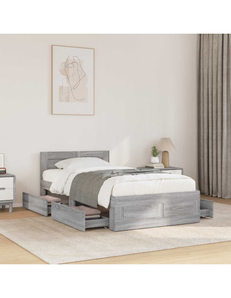 Struttura letto con testata Sonoma grigio 80 x 200 cm