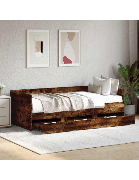 Telaio del letto con storage Rovere Fumo 80 x 200 cm