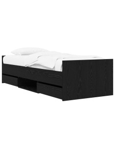 Telaio del letto con storage Rovere Nero 80 x 200 cm