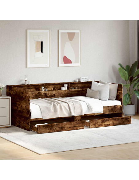 Telaio del letto con storage Rovere Fumo 80 x 200 cm