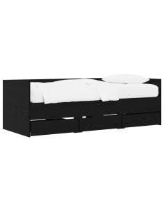 Telaio del letto con storage Rovere Nero 80 x 200 cm