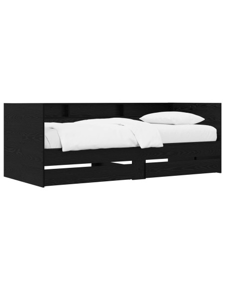 Telaio del letto con storage Rovere Nero 80 x 200 cm