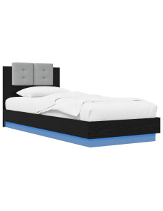 Letto con LED Rovere Nero 80 x 200 cm Legno ingegnerizzato