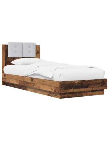 Letto con LED Legno antico 80 x 200 cm Legno ingegnerizzato
