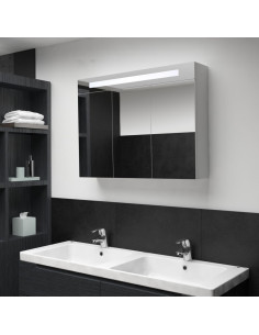 Armadietto Bagno con Specchio e LED 88x13x62 cm