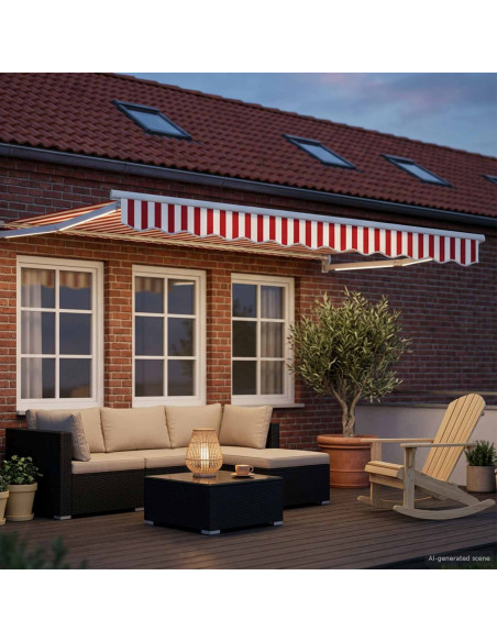 Tettuccio Elettrico Retrattile Rosso e Bianco 2,5 x 2 m