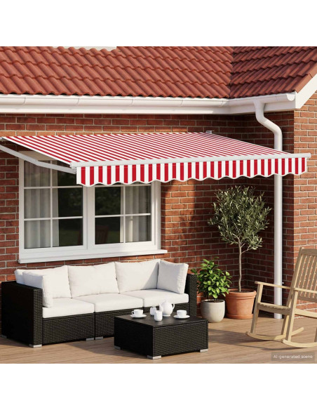 Tenda retrattile Rosso e Bianco 2,5 x 2 m Poliestere e Metallo