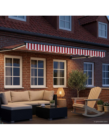 Tenda retrattile manuale con LED 2,5 x 2 m