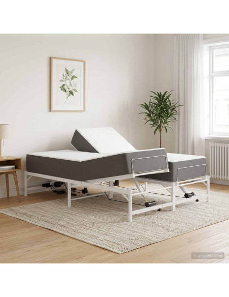 Telaio Letto Elettrico Regolabile Bianco 140 x 200 cm Acciaio