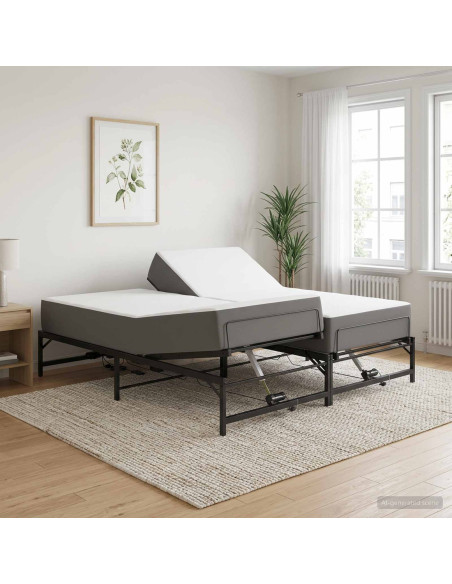 Telaio Letto Elettrico Regolabile Nero 160 x 200 cm Acciaio