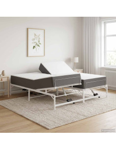 Telaio Letto Elettrico Regolabile Bianco 200 x 200 cm Acciaio