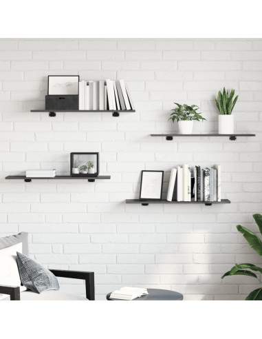 Ripiani per Libreria 8pz Grigio Lucido 80x20x1,5cm Multistrato