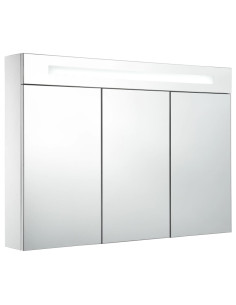 Armadietto Bagno con Specchio e LED 88x13x62 cm 2