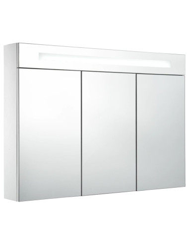 Armadietto Bagno con Specchio e LED 88x13x62 cm