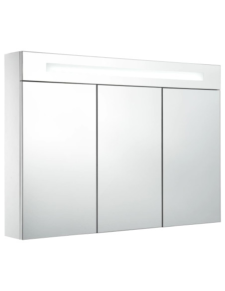 Armadietto Bagno con Specchio e LED 88x13x62 cm