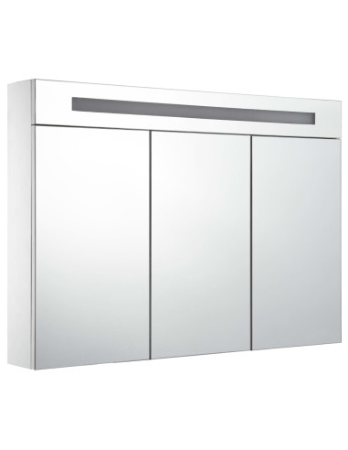 Armadietto Bagno con Specchio e LED 88x13x62 cm
