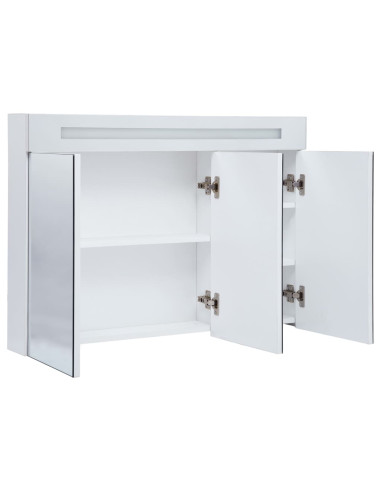 Armadietto Bagno con Specchio e LED 88x13x62 cm