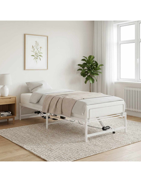 Telaio Letto Elettrico Regolabile Bianco 100 x 190 cm Acciaio