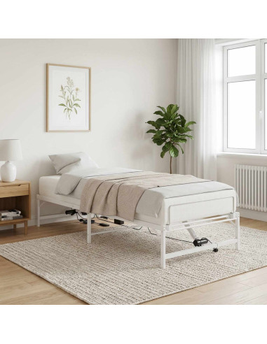 Telaio Letto Elettrico Regolabile Bianco 107 x 203 cm Acciaio