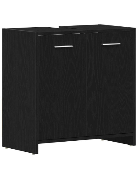 Set di mobili per il bagno 4 pcs Rovere Nero Legno multistrato