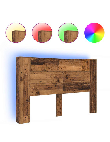 Testiera di stoccaggio con LED Legno antico 160 cm