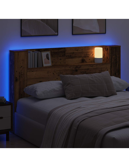 Testiera di stoccaggio con LED Legno antico 160 cm