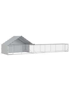 Gabbia per Galline con Tetto e Giardino 2 pz Argento 2