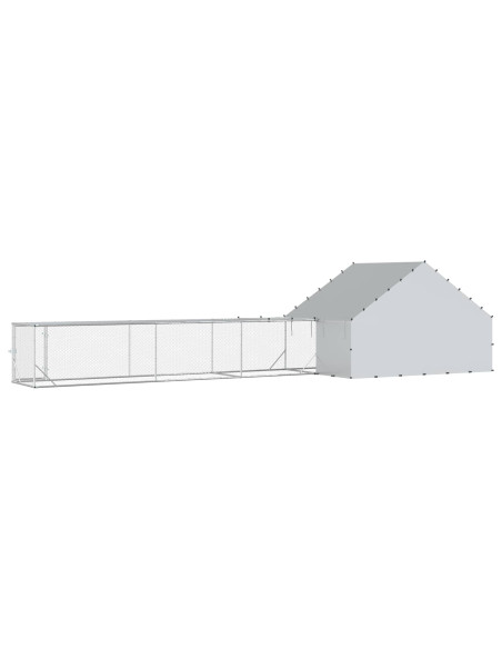 Gabbia per Galline con Tetto e Giardino 2 pz Argento