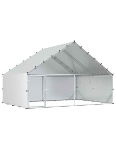 Pollaio con tetto Argento 300 x 200 x 190 cm Acciaio zincato 2
