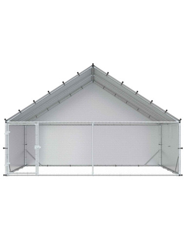 Pollaio con tetto Argento 300 x 200 x 190 cm Acciaio zincato