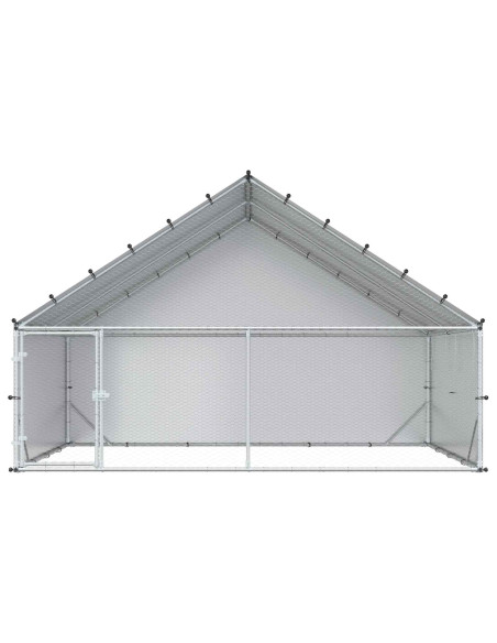 Pollaio con tetto Argento 300 x 200 x 190 cm Acciaio zincato