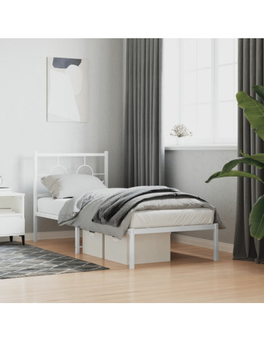 Giroletto senza Materaso con Testiera Metallo Bianco 75x190 cm
