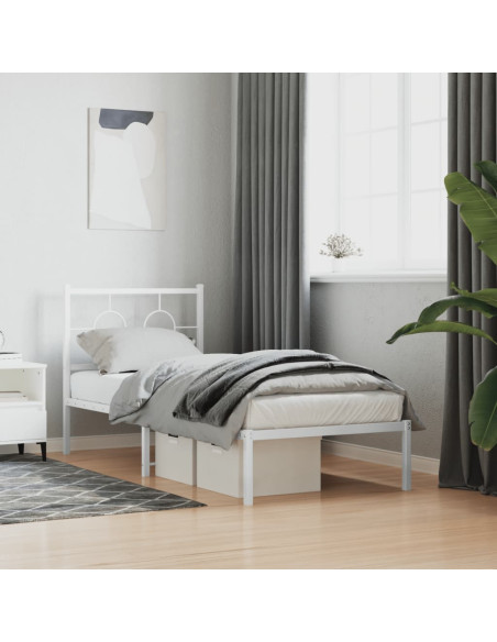Giroletto senza Materaso con Testiera Metallo Bianco 75x190 cm