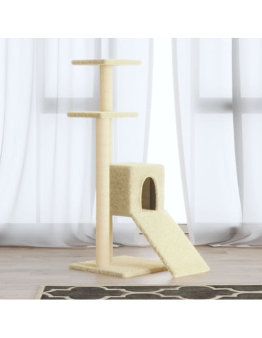 Albero per Gatti con Tiragraffi in Sisal Crema 92 cm