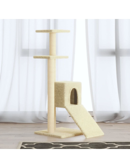 Albero per Gatti con Tiragraffi in Sisal Crema 92 cm