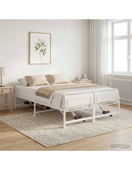Telaio Letto Elettrico Regolabile Bianco 120 x 190 cm Acciaio