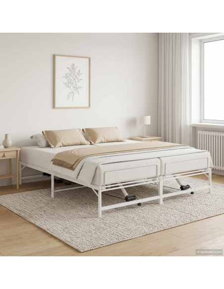 Telaio Letto Elettrico Regolabile Bianco 183 x 213 cm Acciaio
