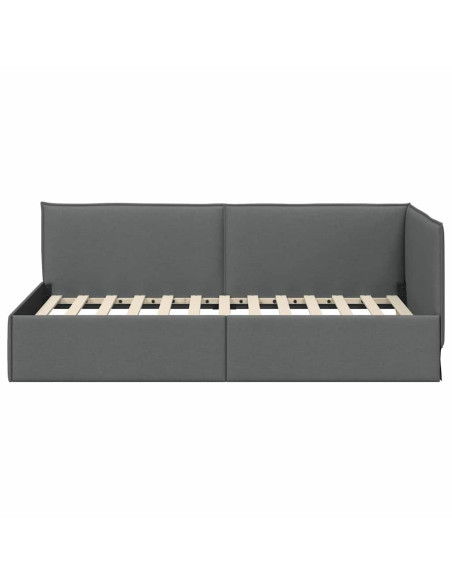 Cornice del letto ad angolo Grigio scuro 90 x 200 cm Tessuto