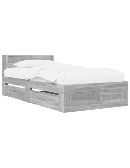 Struttura letto con testata Sonoma grigio 80 x 200 cm