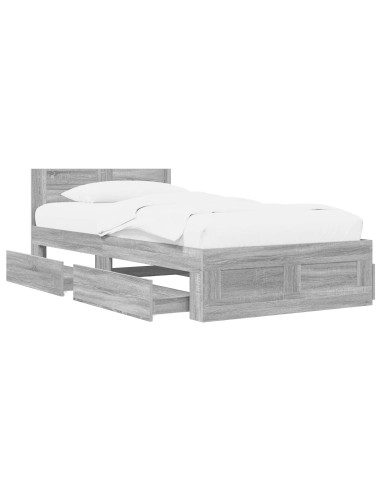 Struttura letto con testata Sonoma grigio 80 x 200 cm