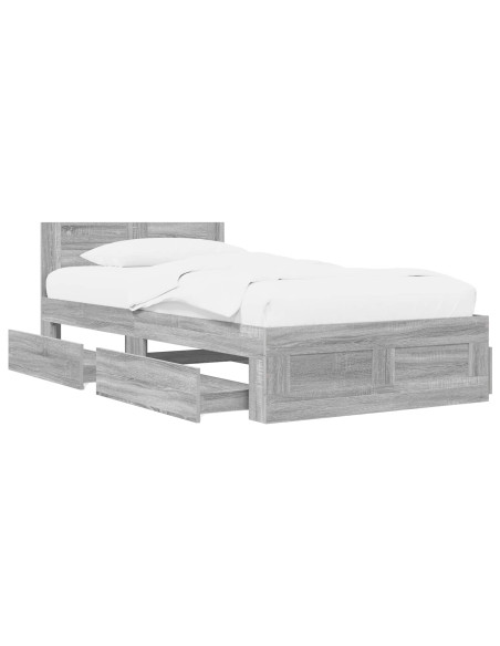 Struttura letto con testata Sonoma grigio 80 x 200 cm