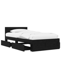 Struttura letto con testata Rovere Nero 80 x 200 cm 2