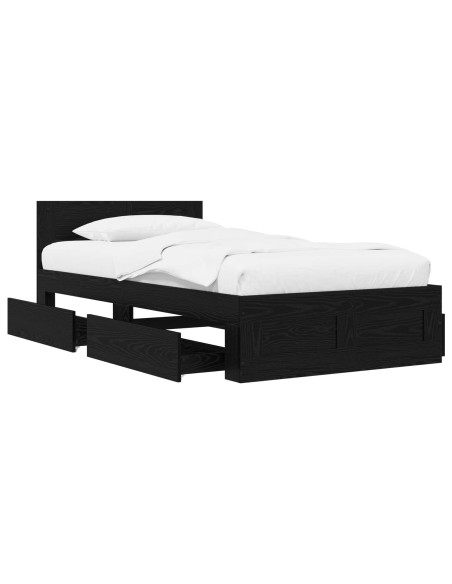 Struttura letto con testata Rovere Nero 80 x 200 cm