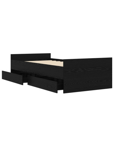 Telaio del letto con storage Rovere Nero 80 x 200 cm