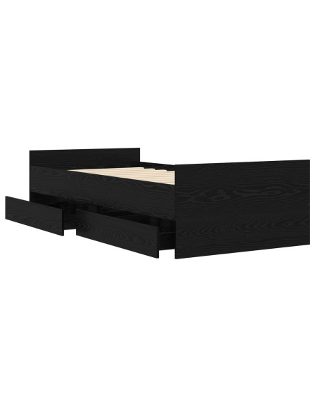 Telaio del letto con storage Rovere Nero 80 x 200 cm